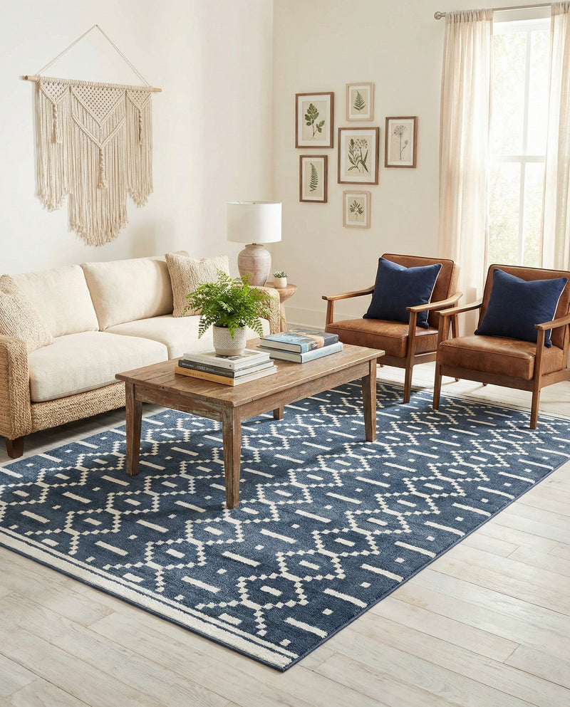 Copenhagen Edge Collection Area Rug -  Tivoli Rectangle Blue  lifestyle 10