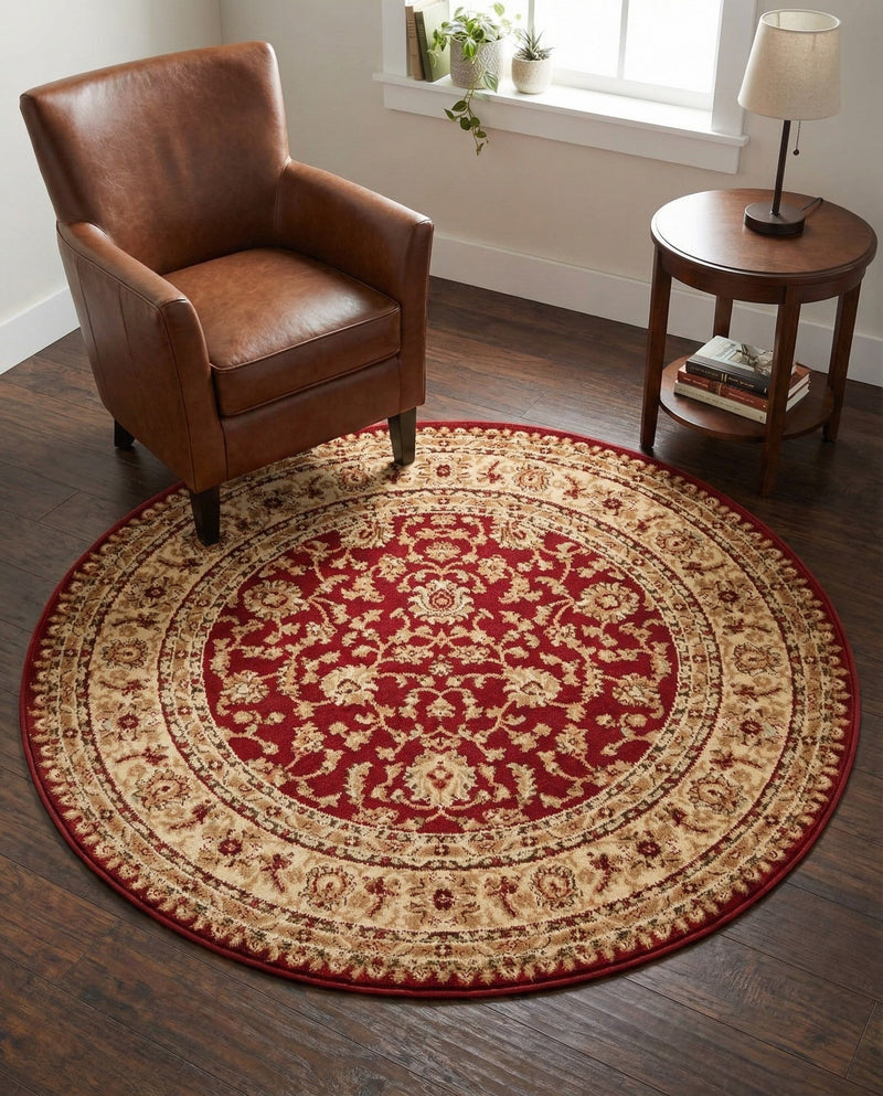 Jaipur Elegance Collection Area Rug -  Nahargarh (Red) Round Red  lifestyle 79