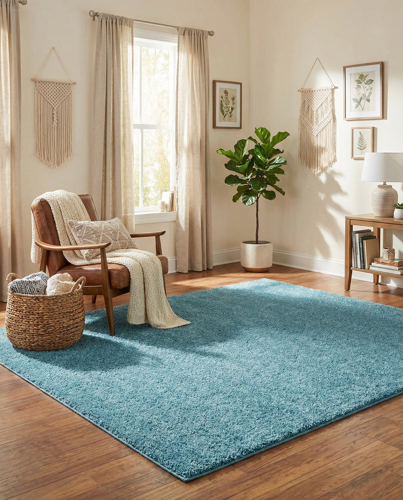 Cozy Comfort Shag Collection Area Rug - Haven (Turquoise) Rectangle Turquoise  lifestyle 21