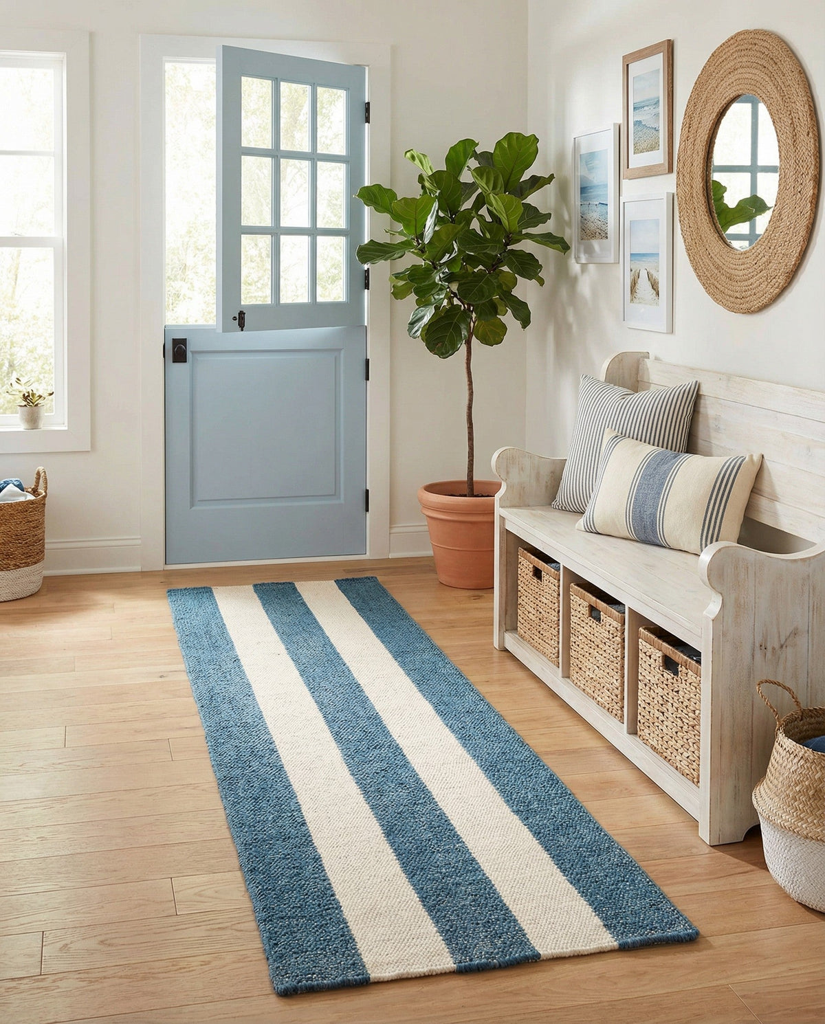 Martha's Vineyard Blueprints Collection Area Rug - Edgartown Runner Sky blue  lifestyle 192