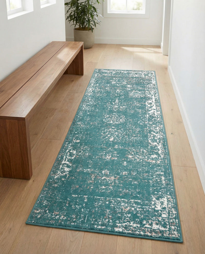 Riviera Elegance Collection Area Rug - Antibes (Turquoise) Runner Turquoise  lifestyle 76