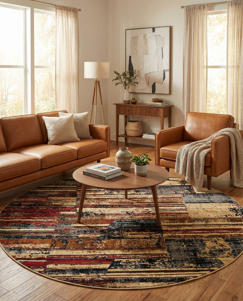 Neptune Elegance Collection Area Rug - Triton Round Multi  lifestyle 23