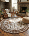 Savannah Elegance Collection Area Rug -  Tybee (Brown) Round Brown  lifestyle 42
