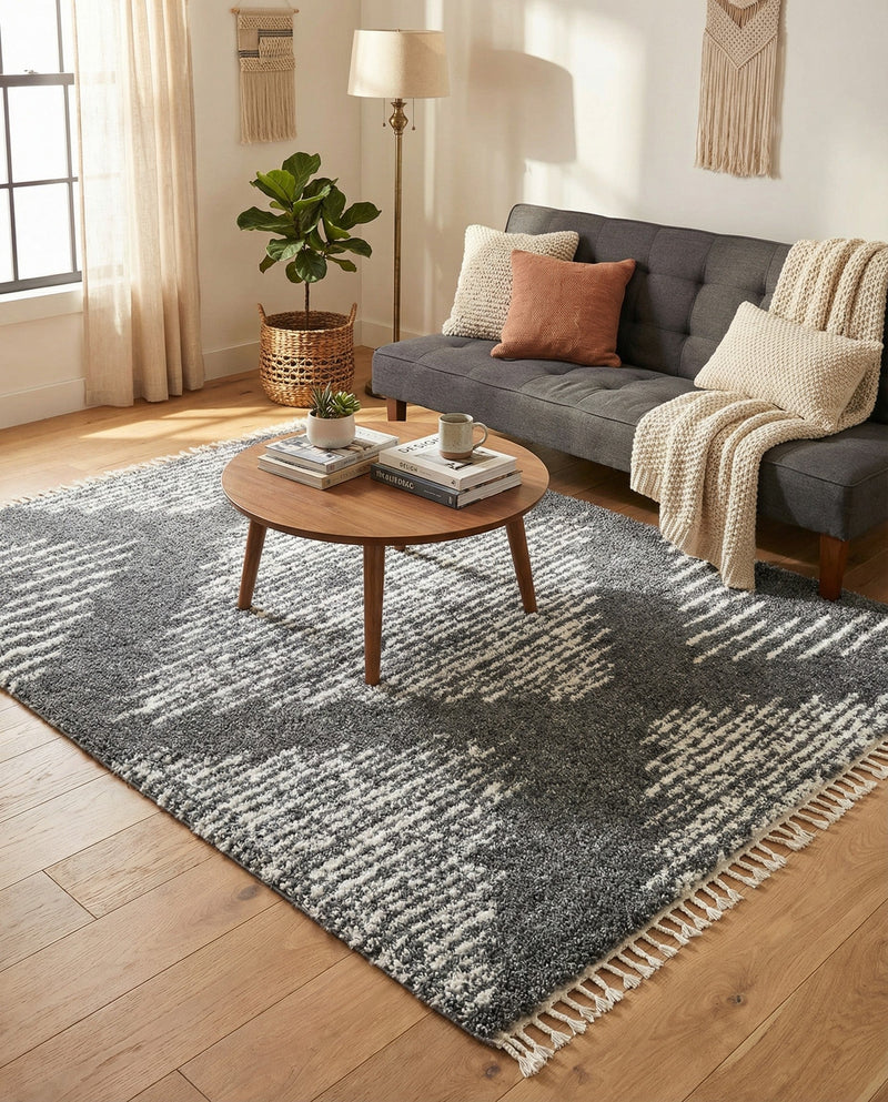 Tranquil Tides Shag Collection Area Rug -  Azure Rectangle Gray  lifestyle 47