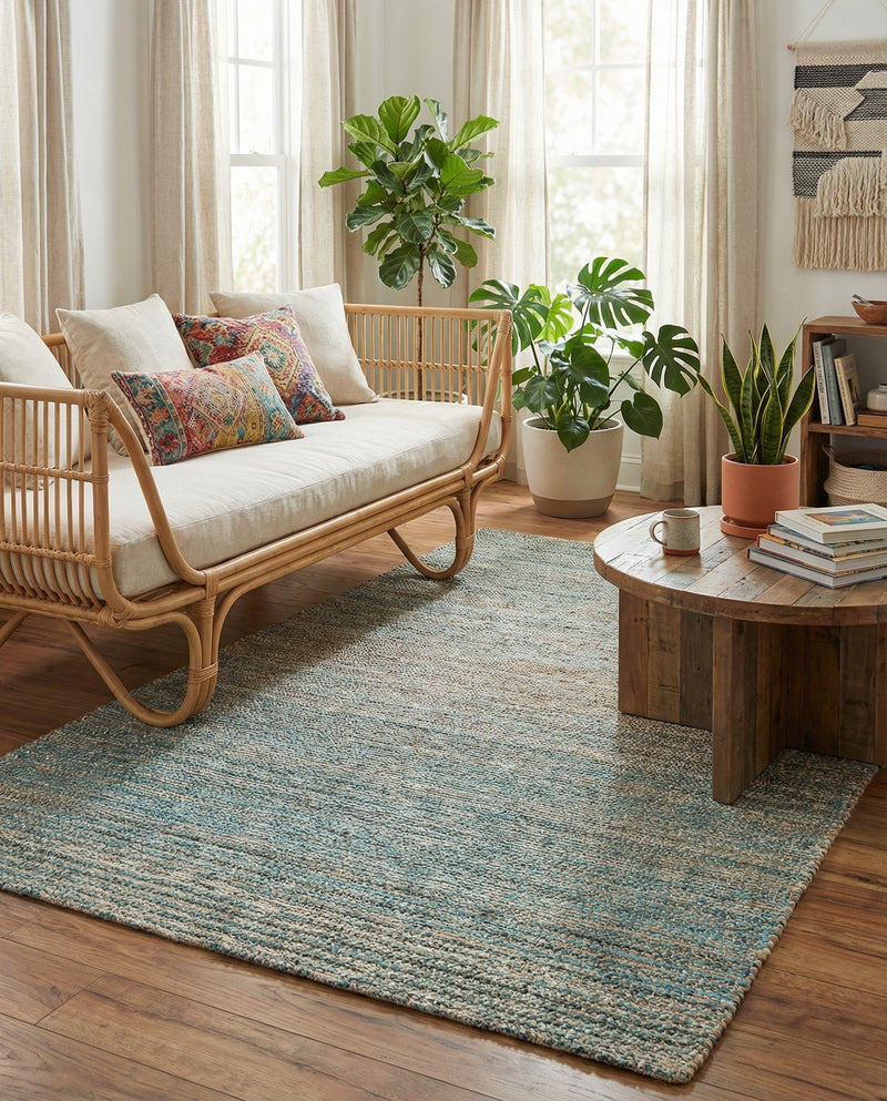 Savannah Threads Collection Area Rug -  Gobi Rectangle Ivory and Blue  lifestyle 31