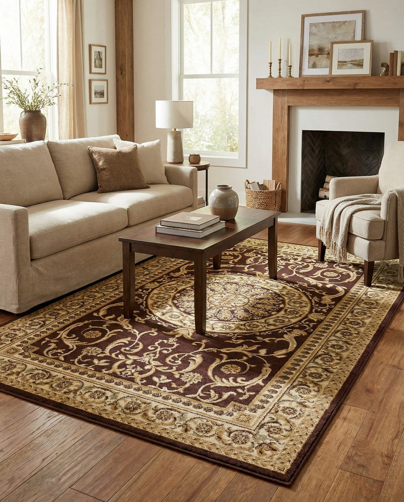 Versailles Elegance Collection Area Rug -  Montreuil Rectangle Brown  lifestyle 44