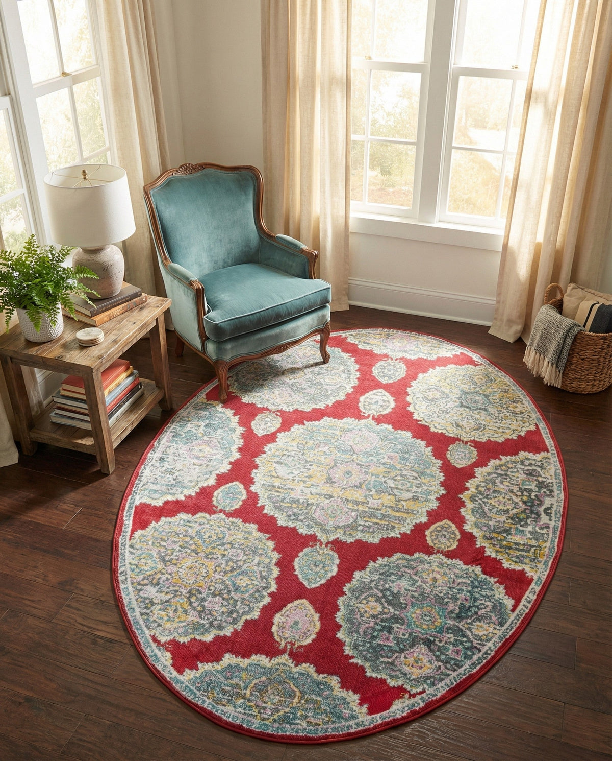 Arcadia Rugs Collection Area Rug -  Atlantis (Red) Oval Red  lifestyle 64