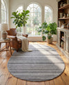 Jewel Oasis Collection Area Rug - Sapphire (Gray) Oval Gray  lifestyle 49