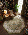Persian Elegance Collection Area Rug -  Kerman (Green) Octagon Green  lifestyle 40