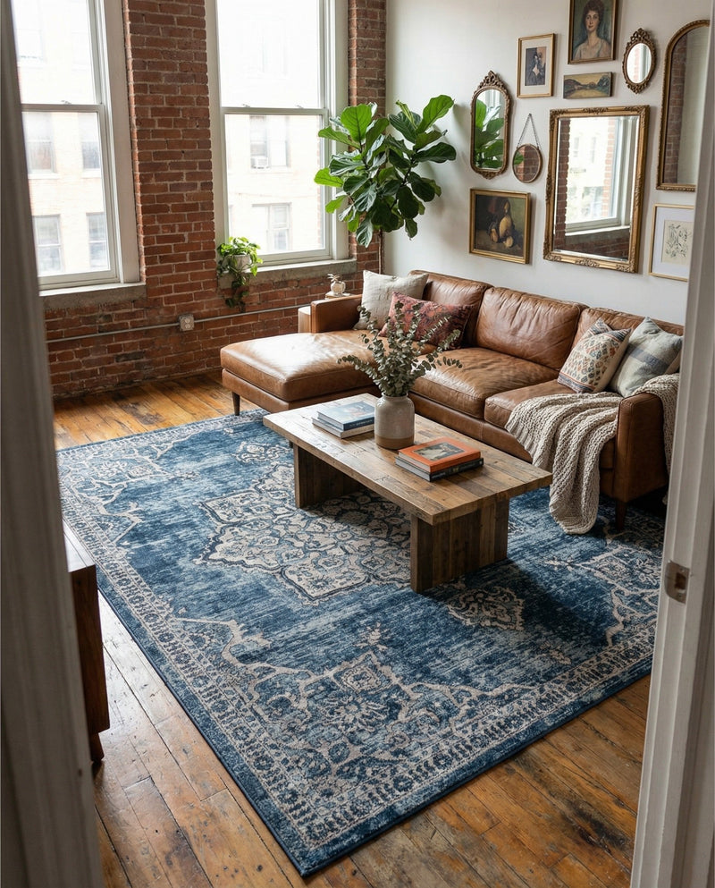 Mykonos Manor Collection Area Rug -  Tinos (Blue) Rectangle Blue  lifestyle 9