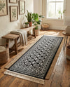 Samarkand Elegance Collection Area Rug -  Margilan (Black and White) Runner Black and White  lifestyle 79