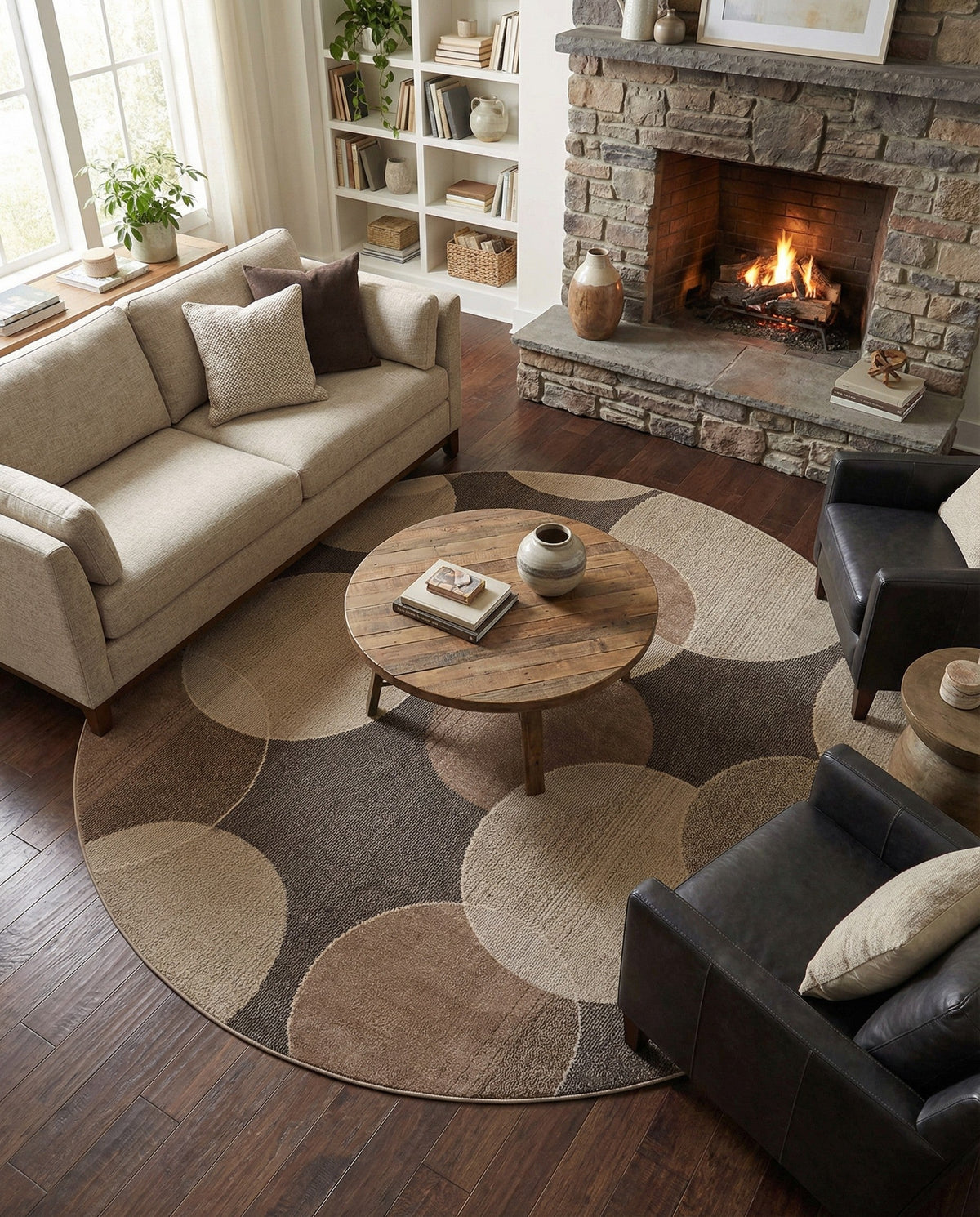 Chromatic Oasis Collection Area Rug -  Zephyr Round Gray  lifestyle 134
