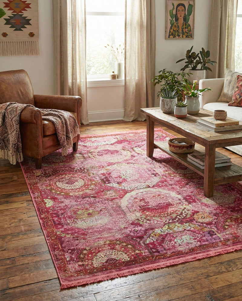 Caribbean Breeze Collection Area Rug -  Lucia Rectangle Pink  lifestyle 16