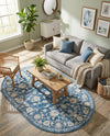Charleston Elegance Collection Area Rug -  Seaport (Blue) Oval Blue  lifestyle 43