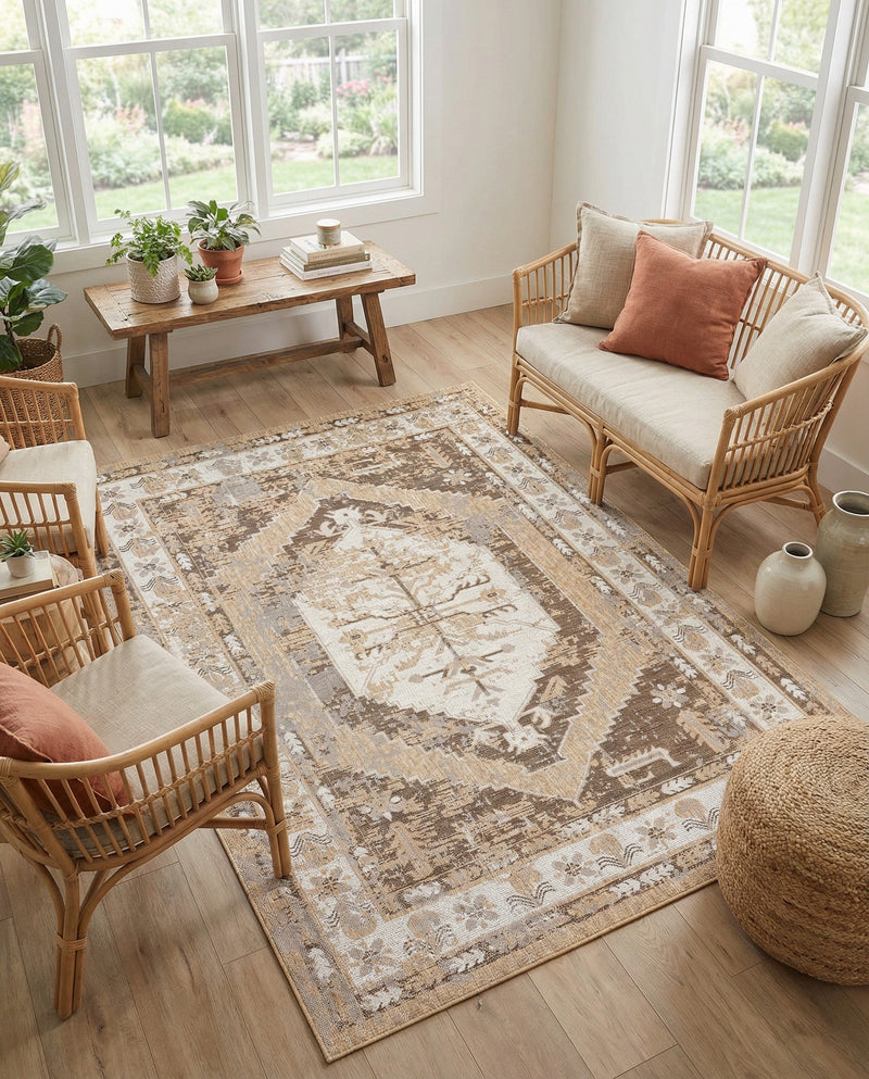 Patio Heritage Collection Area Rug -  Augusta (Natural) Rectangle Natural  lifestyle 31