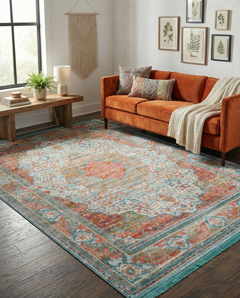 Caribbean Breeze Collection Area Rug -  Floriana Rectangle Light Blue  lifestyle 25