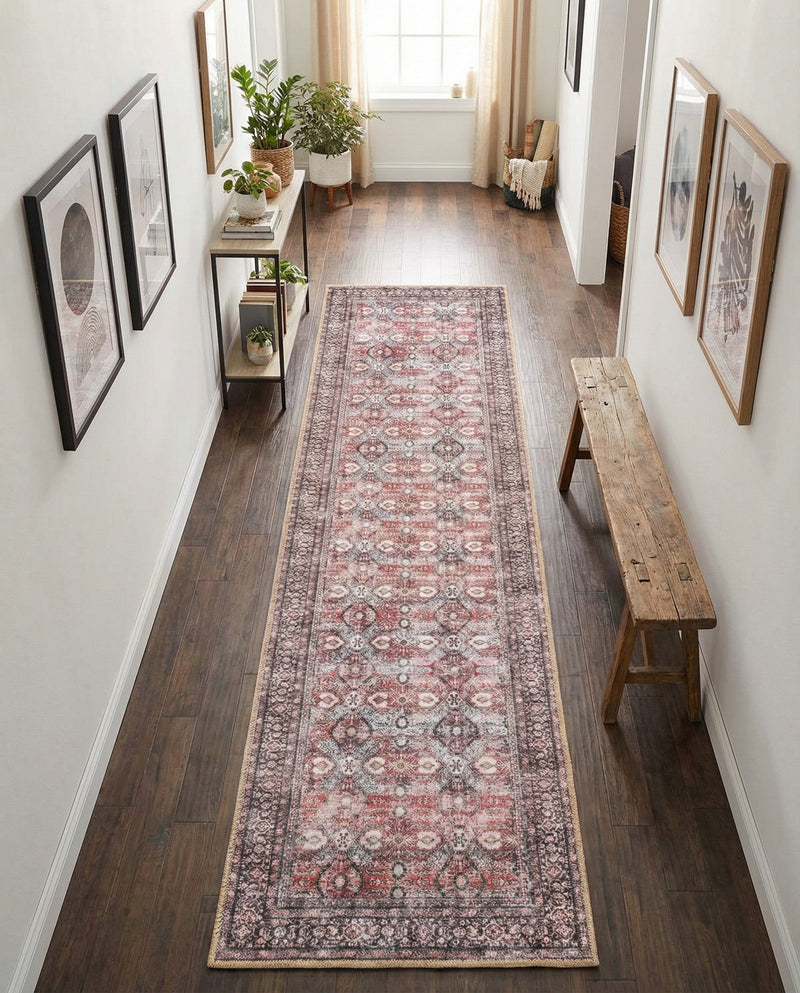 Heritage Elegance Collection Area Rug -  Hampton Runner Antique Red  lifestyle 71