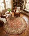 Jaipur Elegance Collection Area Rug -  Nahargarh (Brick Red Light Rose) Round Brick Red Light Rose  lifestyle 46