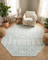 Marrakesh Lattice Collection Area Rug - Casablanca (Ivory Aqua) Octagon Ivory Aqua  lifestyle 78