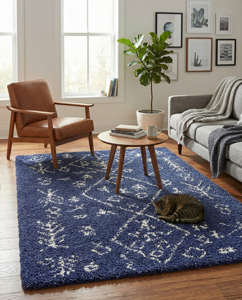 Casablanca Comfort Collection Area Rug - Sahara Rectangle Navy Blue  lifestyle 29