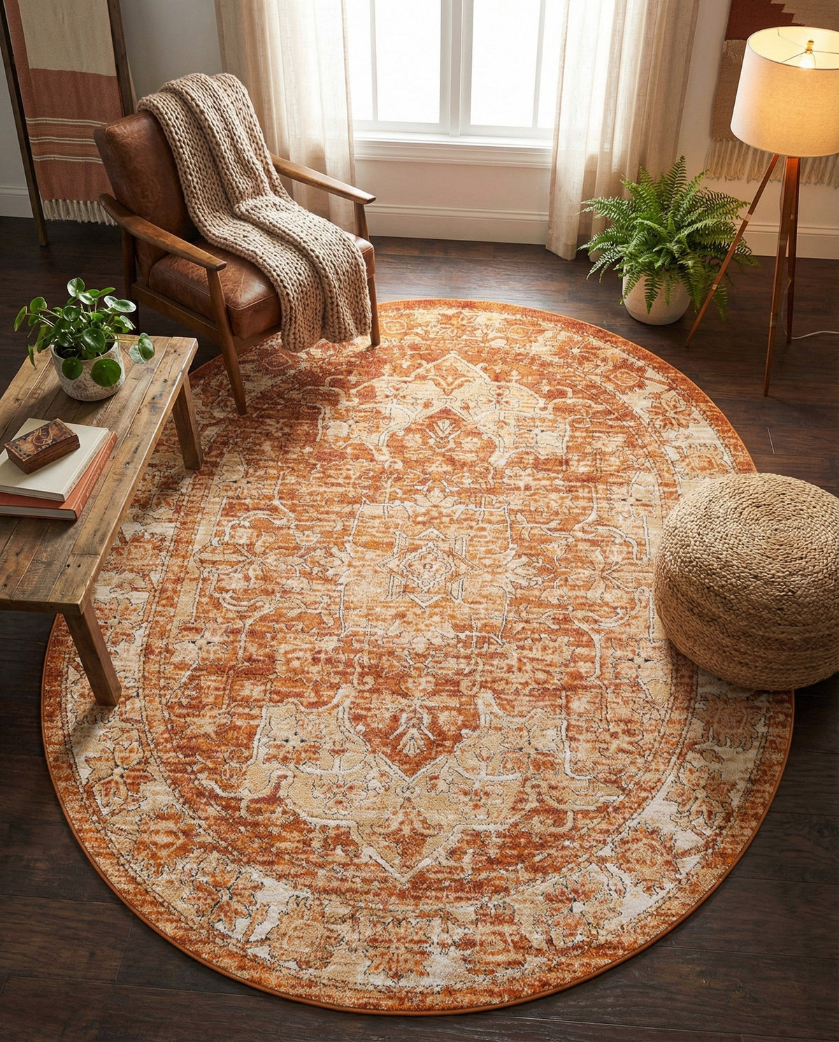 Savannah Soiree Collection Area Rug -  Everglade (Rust Red) Oval Rust Red  lifestyle 54