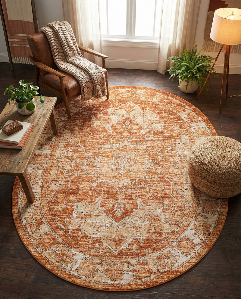 Savannah Soiree Collection Area Rug -  Everglade (Rust Red) Oval Rust Red  lifestyle 54