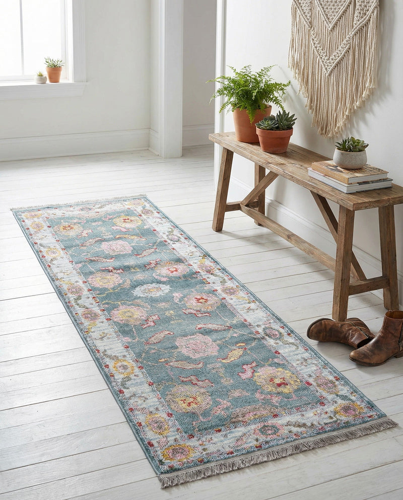 Arcadia Rugs Collection Area Rug - Eden (Gray and Blue) Runner Gray and Blue  lifestyle 58