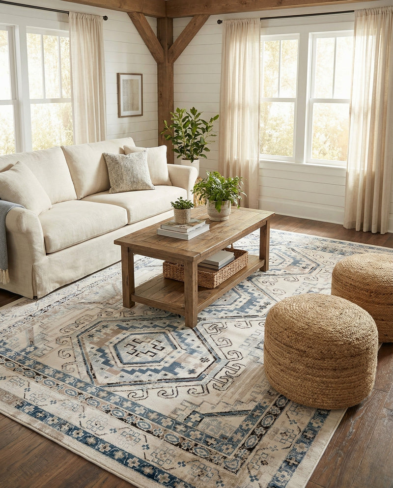Savannah Elegance Collection Area Rug -  Tybee (Gray Blue) Rectangle Gray Blue  lifestyle 18