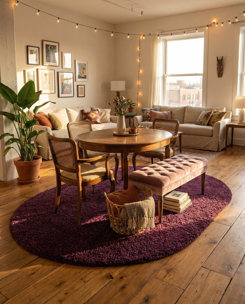 Plush Oasis Collection Area Rug - Serenity (Eggplant Purple) Oval Eggplant Purple  lifestyle 86