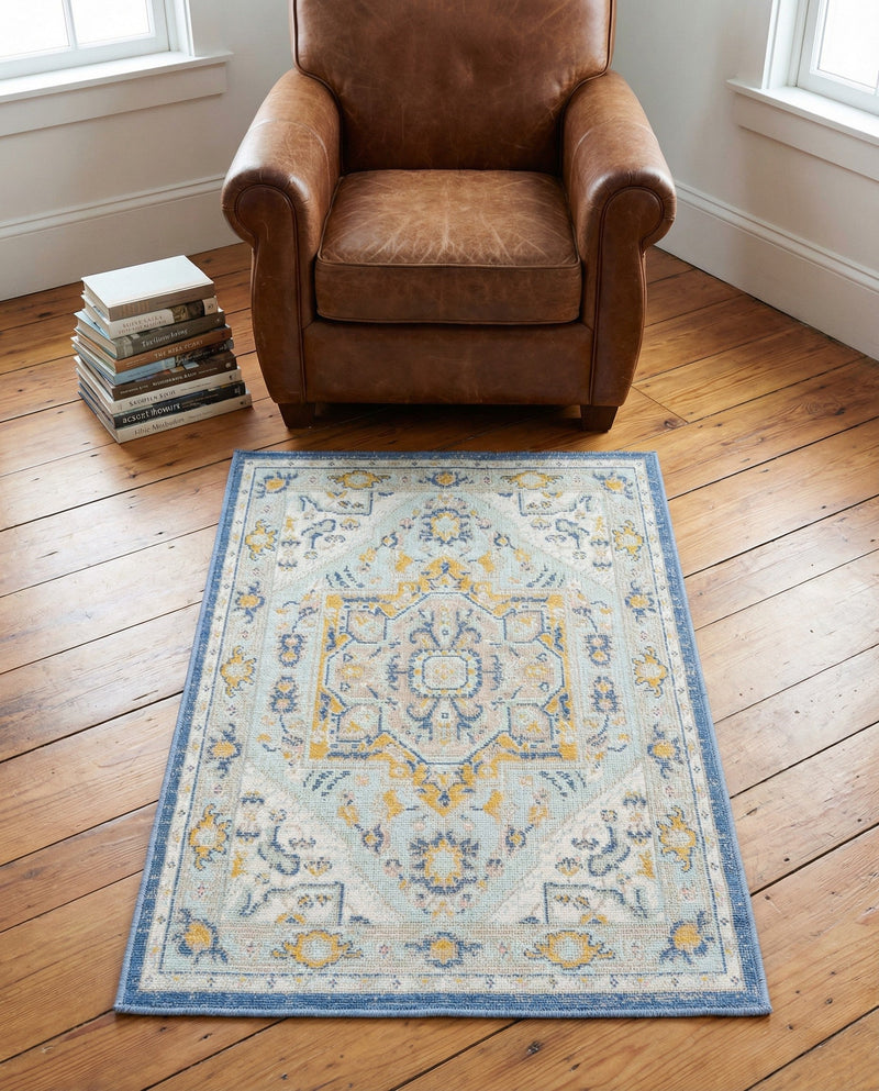 Savannah Series Collection Area Rug - Charleston (Sky blue) Rectangle Sky blue  lifestyle 16