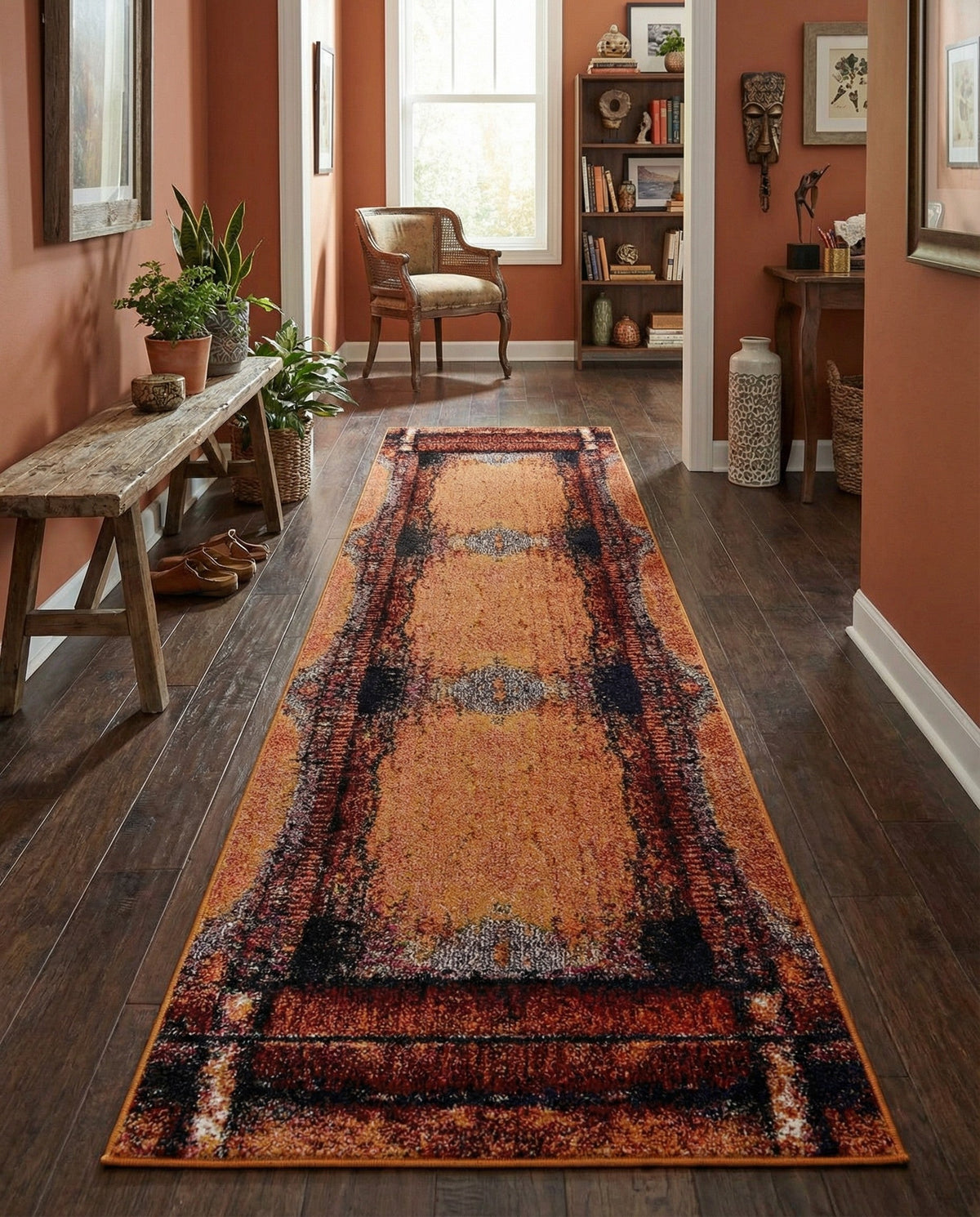 Marrakesh Elegance Collection Area Rug -  Sijilmasa Runner Orange  lifestyle 81
