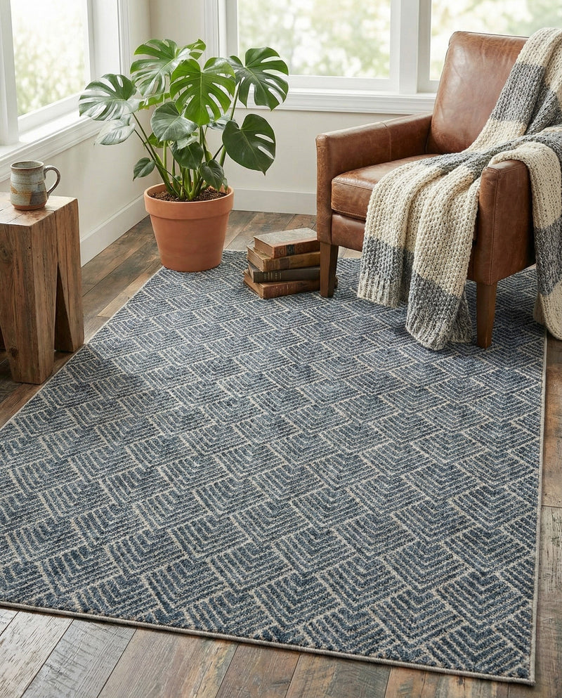 Geo Garden Lattice Collection Area Rug -  Casablanca Rectangle Harbor Blue  lifestyle 41