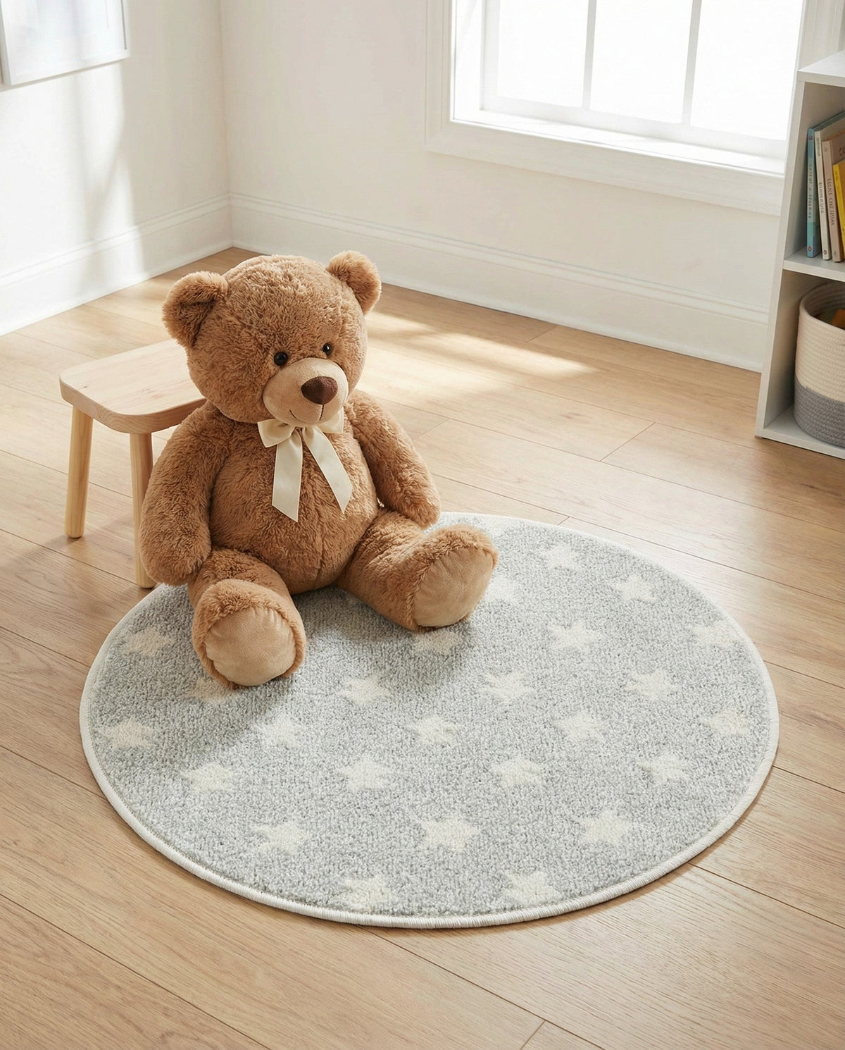 Wonder Tykes Collection Area Rug -  Mosaic Round Cloud Gray  lifestyle 184