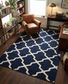 Lattice Gardens Collection Area Rug -  Floratown Rectangle Navy Blue  lifestyle 7