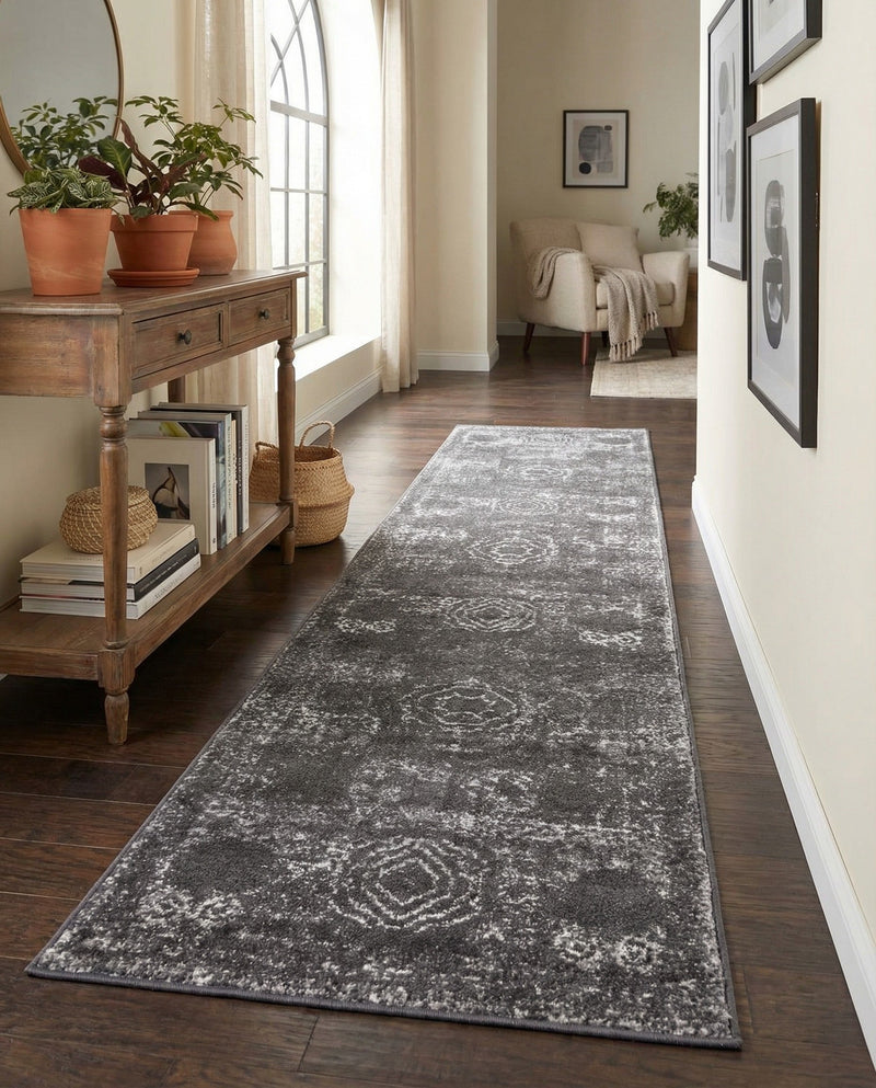 Dover Terrace Collection Area Rug -  Lagoon (Dark Gray) Runner Dark Gray  lifestyle 40