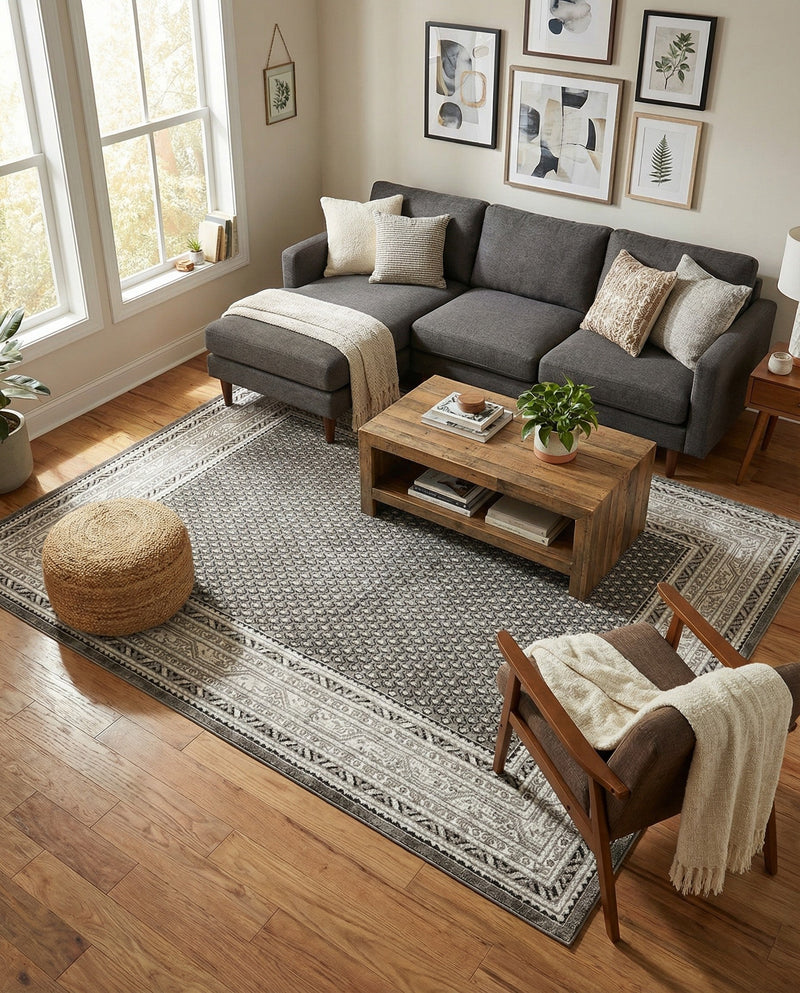 Soho Elegance Collection Area Rug -  Mercer (Gray) Rectangle Gray  lifestyle 18