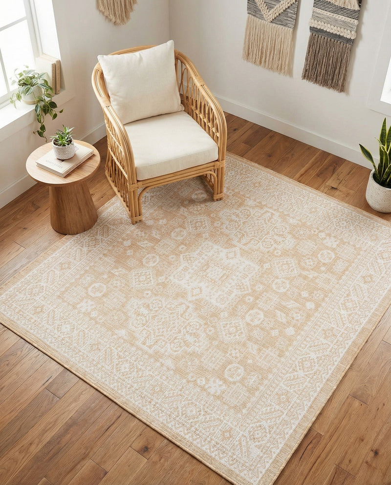Tribal Terrace Treasures Collection Area Rug -  Incan Isle (Natural) Square Natural  lifestyle 39