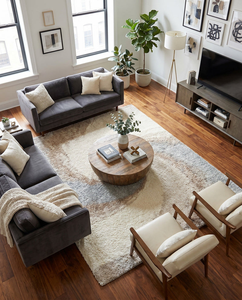 Cozy Haven Shag Collection Area Rug -  Oasis Rectangle Khaki  lifestyle 38