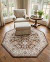 Savannah Elegance Collection Area Rug - Augusta (Brown) Octagon Brown  lifestyle 77