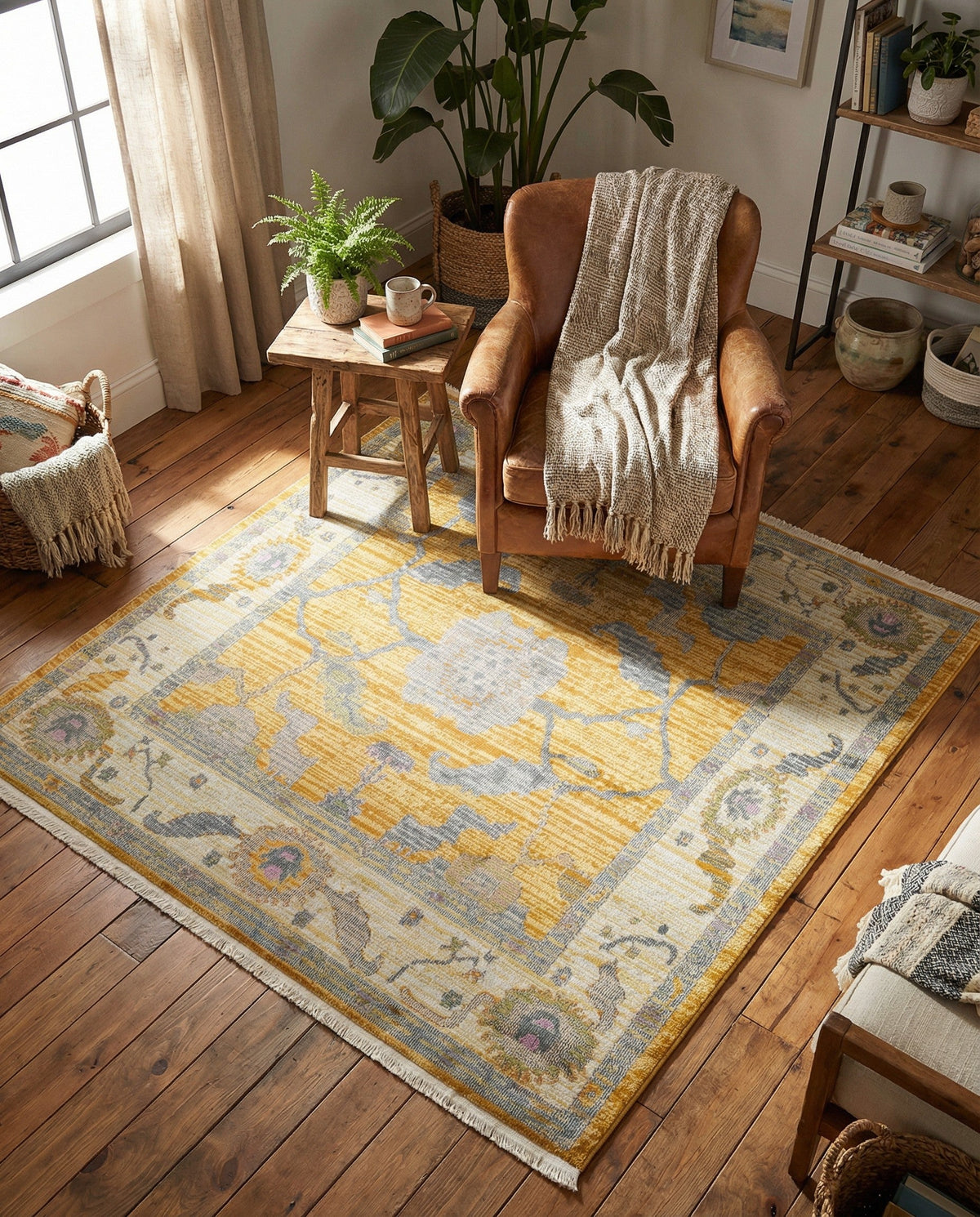 Arcadia Rugs Collection Area Rug - Eden (Yellow) Square Yellow  lifestyle 82