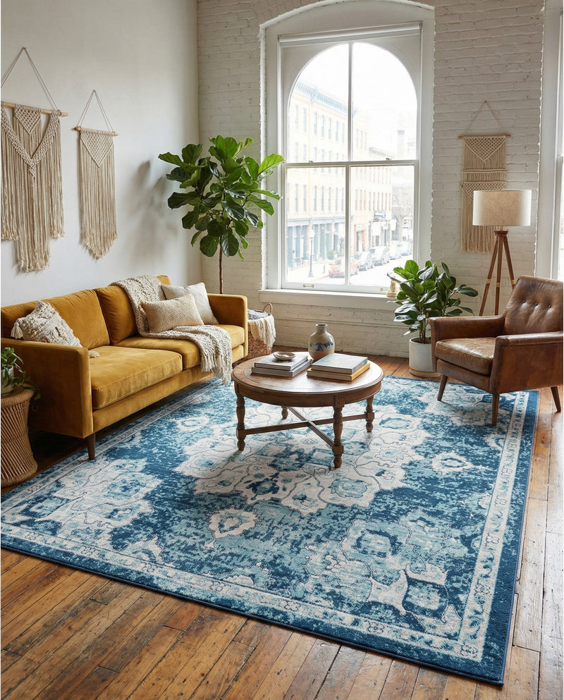 Beverly Grove Collection Area Rug - Melrose (Navy Blue) Rectangle Navy Blue  lifestyle 8