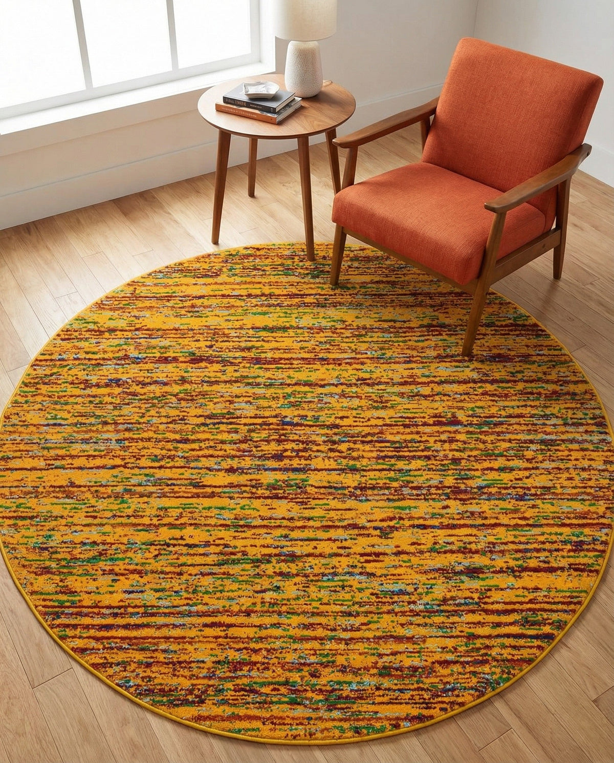 Caribbean Cove Collection Area Rug -  Lucia Round Yellow  lifestyle 123