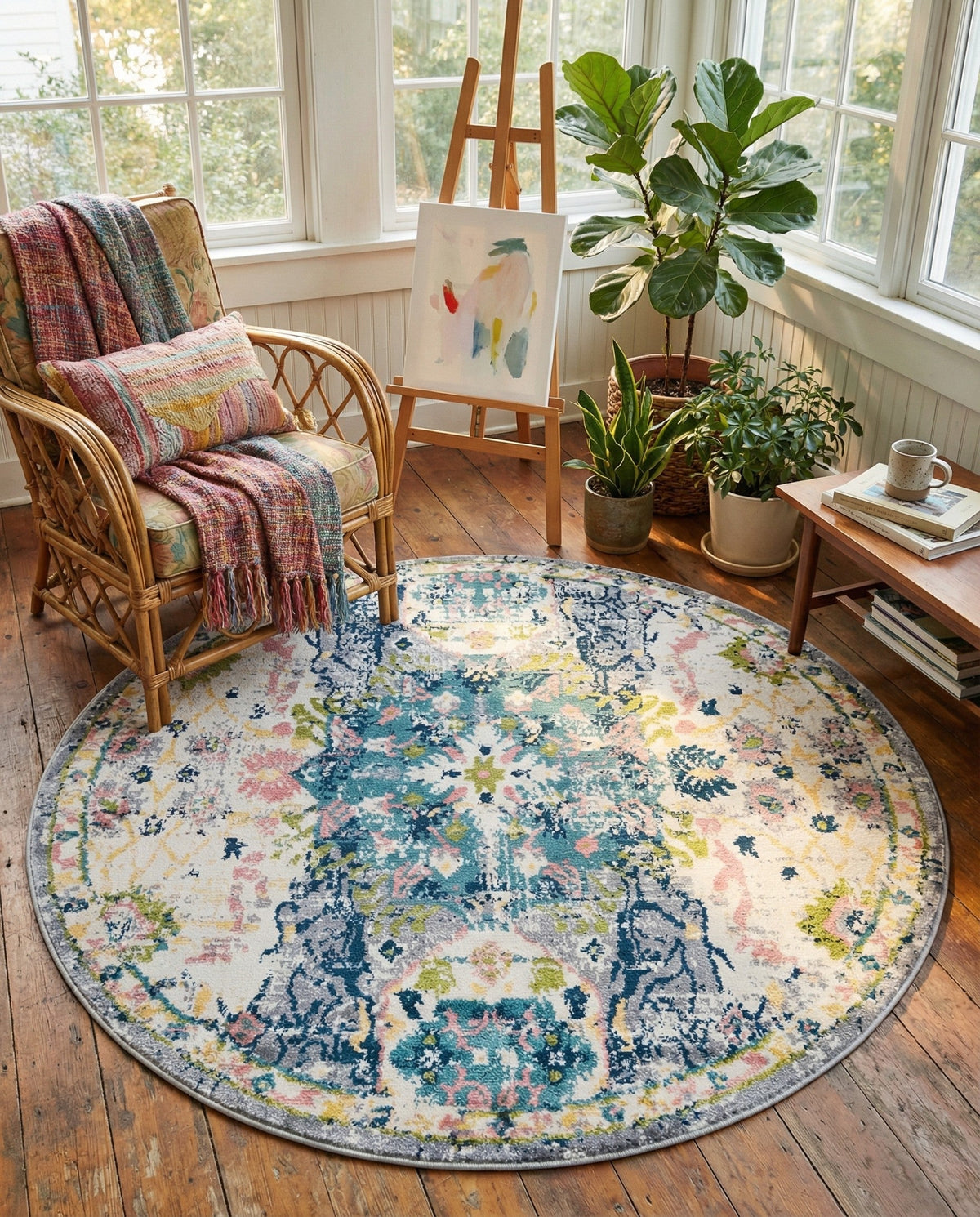Savannah Elegance Collection Area Rug -  Azalea Round Ivory  lifestyle 109