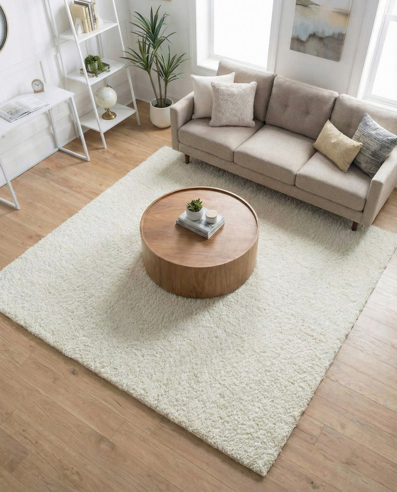 Cozy Comfort Shag Collection Area Rug - Haven (White) Square White  lifestyle 75
