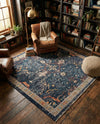 Seville Stripes Collection Area Rug -  Malaga (Navy Blue) Square Navy Blue  lifestyle 28