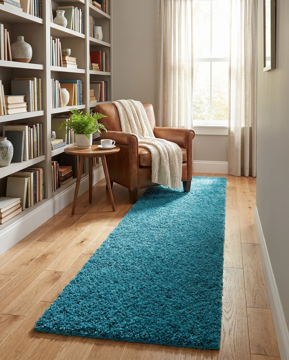 Plush Oasis Collection Area Rug - Serenity (Deep Aqua Blue) Runner Deep Aqua Blue  lifestyle 96