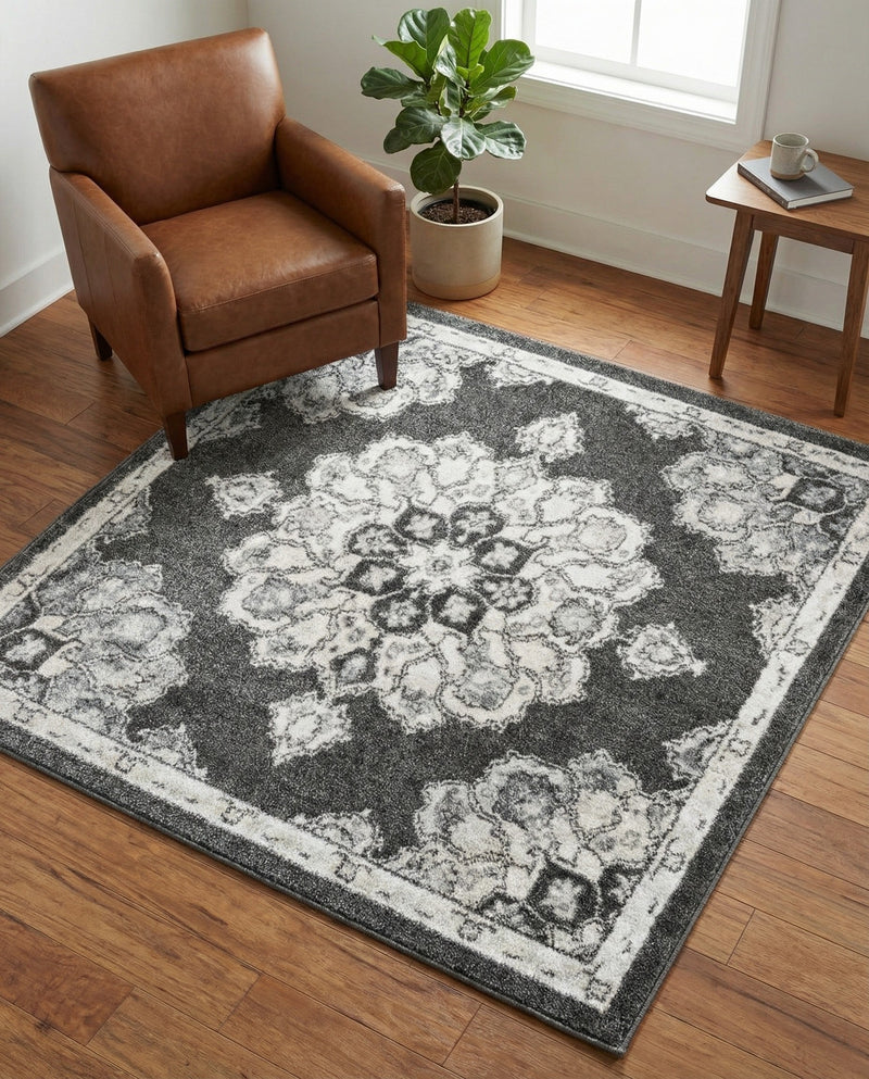 Beverly Grove Collection Area Rug - Melrose (Charcoal) Square Charcoal  lifestyle 22