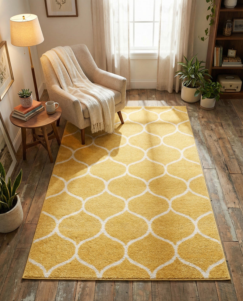 Trellis Mosaic Collection Area Rug -  Pergolatown (Yellow) Rectangle Yellow  lifestyle 10