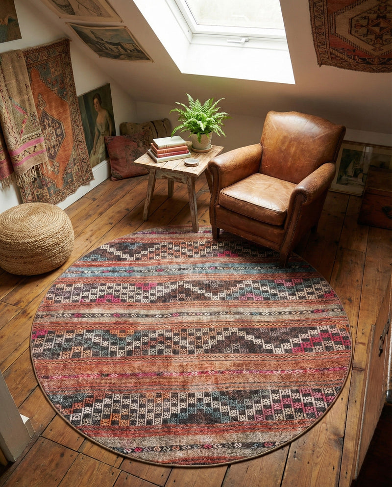 Heritage Elegance Collection Area Rug -  Monticello Round Multi  lifestyle 31