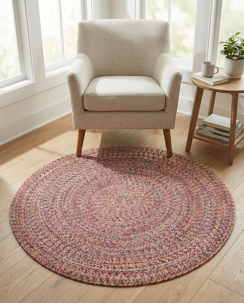 Sustainable Strands Indoor-Outdoor Oasis Collection Area Rug -  Sandbar (Multi) Round Multi  lifestyle 53